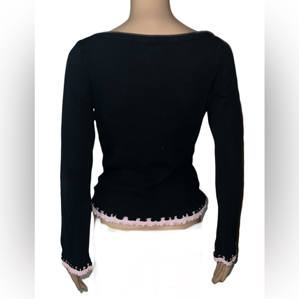Kavio! Iron Horse Saloon Y2K Vintage Ribbed Top/Scalloped Ruffled Edges - Picture 2 of 6
